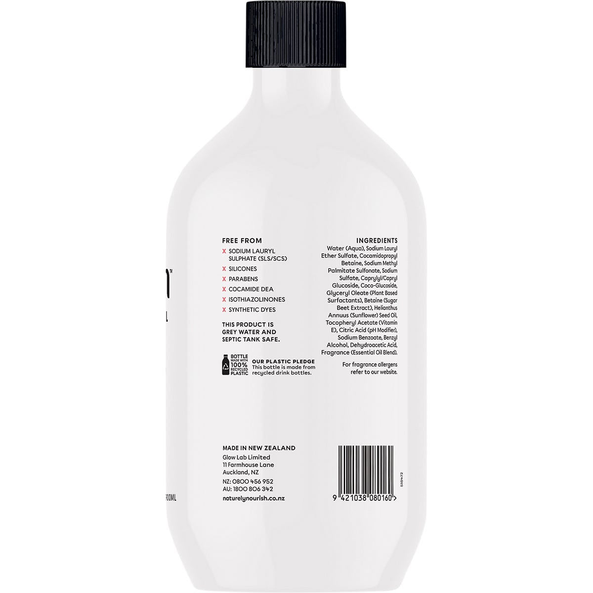 900ml refill bottle of Naturely Nourish Berry Blossom hand wash with a pink floral label on a white background.