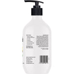 Back view of Naturely Nourish 450ml Coconut & Vanilla hand wash bottle showing ingredients and directions.