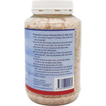 1kg tub of Nirvana Organics Himalayan Crystal Salt Detox Bath Soak with pink crystals on a white background.