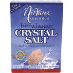 500g bag of Nirvana Organics stone-ground medium Himalayan crystal salt.