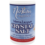 Nirvana Organics 125g Himalayan Salt Medium Shaker with three settings: spoon, pour, and sprinkle.