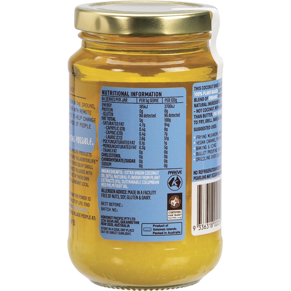 Single 350ml jar of Niulife Coconut Ghee Vegan Butter Alternative on a white background.