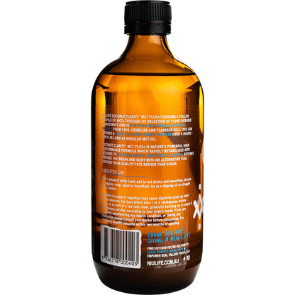 Niulife Coconut MCT Plus+ Oil Clarity 500ml (Pack of 6) Payless 4 Organics