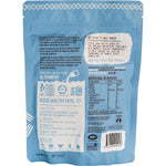 Back view of a Niulife Coconut Milk Powder 200g bag showing nutritional facts, ingredients, and usage directions.