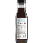 Back of a Niulife Extra Thick Naked Coconut Amino Sauce bottle with nutrition facts, ingredients, and storage information.