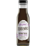 Pack of six 250ml bottles of Niulife Organic Extra Thick Teriyaki Coconut Amino Sauce with a dark label.