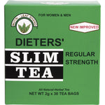 Nutri-Leaf Herbal Slim Tea Regular 30 Pack box featuring a red and white design with herbal leaf illustrations.