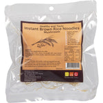 Nutritionist Choice 60g pack of Mushroom Instant Brown Rice Noodles with organic ingredients and botanical illustrations.