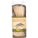 200g pack of Nutritionist Choice unbleached Bifun rice noodles with white and orange label on a white background.