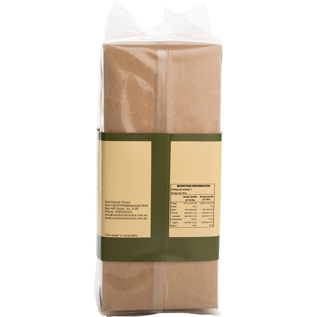 Nutritionist Choice 200g pack of unbleached Bifun rice noodles shown from a side angle on a white background.