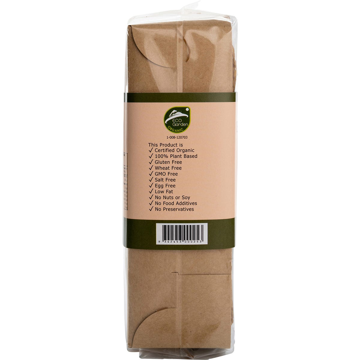 Back of Nutritionist Choice Buckwheat & Brown Rice Noodles pack with nutrition facts, ingredients, and cooking instructions.