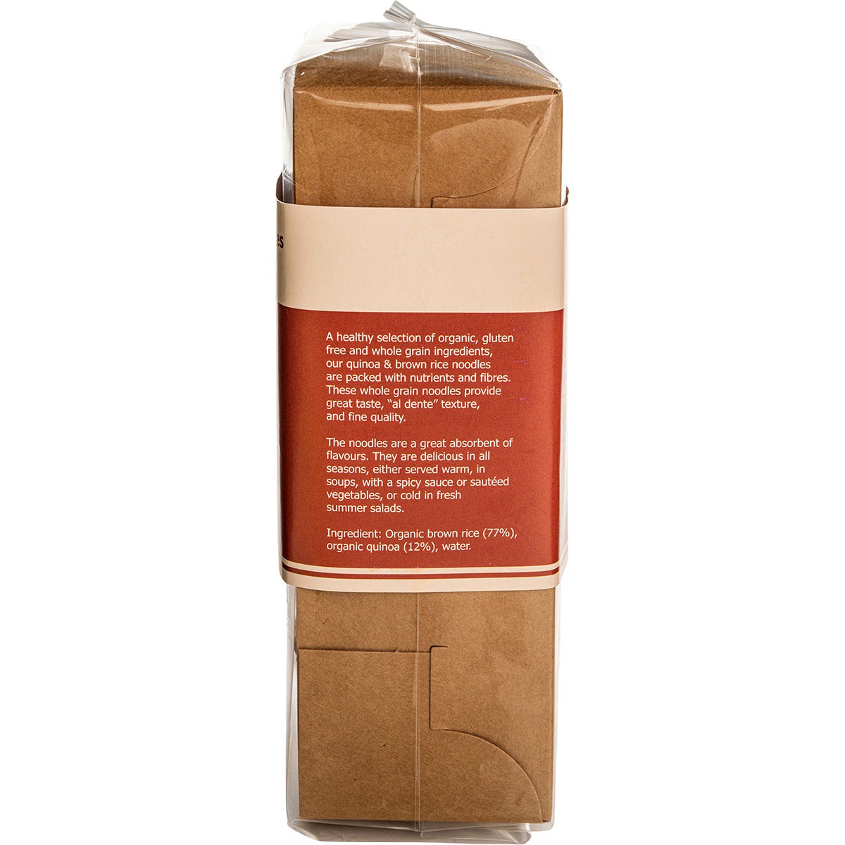 180g pack of Nutritionist Choice Organic Quinoa & Brown Rice Noodles on a white background.