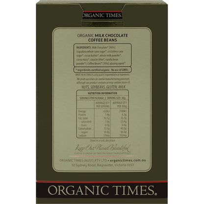 Organic Times Milk Chocolate Coffee Beans 150g
