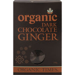 Organic Times 150g bag of Dark Chocolate Ginger with organic crystallised ginger coated in dark couverture chocolate.
