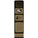 Right side of Organic Times Dark Chocolate Sultanas 150g bag showing company values and organic certification.