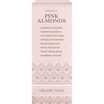 Side view of an Organic Times Pink Raspberry Dusted White Choc Almonds 130g bag showing product features and a pink label.