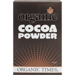 200g tub of Organic Times Cocoa Powder featuring a brown label with white and gold text on a white background.