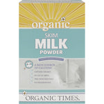 300g bag of Organic Times Skim Milk Powder made from organic grass-fed dairy on a white background.