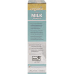 Side view of Organic Times Skim Milk Powder 300g bag highlighting product benefits and organic certification.