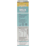 Right side of Organic Times Skim Milk Powder 300g bag showing social media icons and manufacturer information.