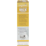 Side of Organic Times 300g Milk Powder bag showing Australian Organic logo and product details on a blue and white label.