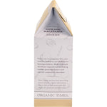 Right side of Organic Times White Choc Macadamia Cookies 150g box showing barcode and recycling information.