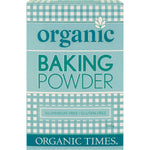 200g tub of Organic Times Baking Powder, a certified organic and aluminium-free leavening agent for baking.