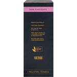 Side view of Organic Times Dark Chocolate Strawberries 100g bag highlighting organic and fair-trade features.