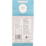 The back of an Organic Times Almond Shortbread 150g bag showing nutritional facts and organic ingredients.