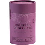 200g tub of Organic Times Drinking Chocolate with organic cocoa and couverture chocolate flakes.