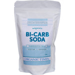 500g resealable bag of Organic Times Bi-Carb Soda, certified organic and pharmaceutical grade.