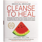 Medical Medium Cleanse to Heal by Anthony William hardcover book featuring a vibrant cover with various fruits and vegetables.