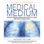 Medical Medium Revised and Expanded Edition by Anthony William book cover with a blue bird and a human silhouette.