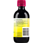 Right side of Comvita 200ml Children's Olive Leaf Extract mixed berry bottle showing nutrition and product information.