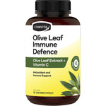 150 Comvita Olive Leaf Extract Immune Defence vege capsules in a white bottle with green leaf graphics.