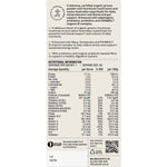 Back of Ora Organic Greens retail box showing nutrition facts, ingredients, and Australian-made certification.