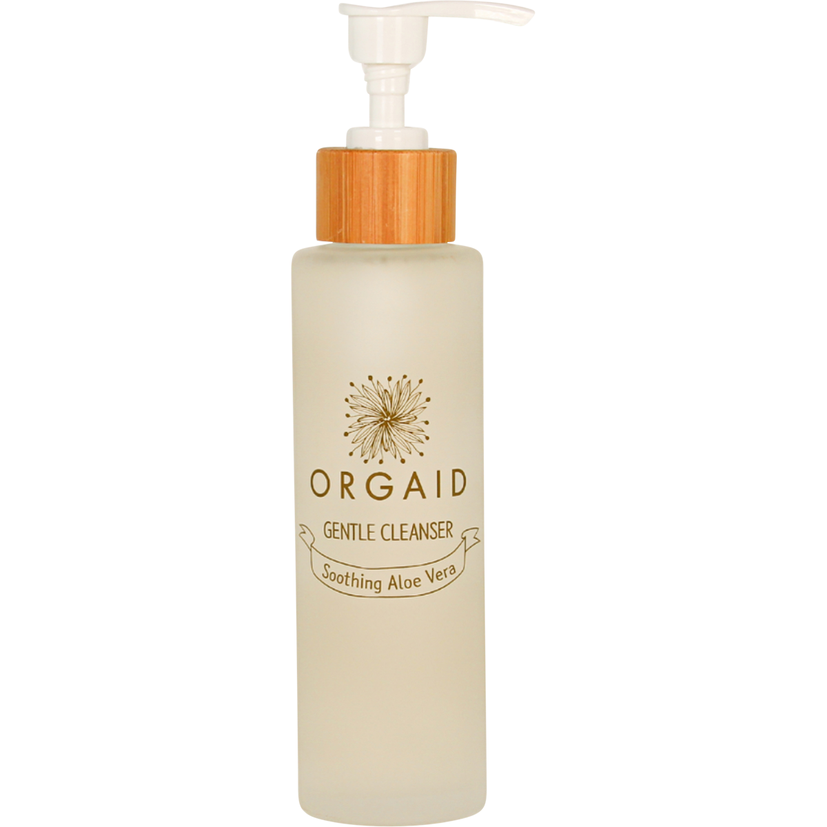 120ml bottle of Orgaid Gentle Cleanser with Aloe Vera, Lavender, and Chamomile on a white background.