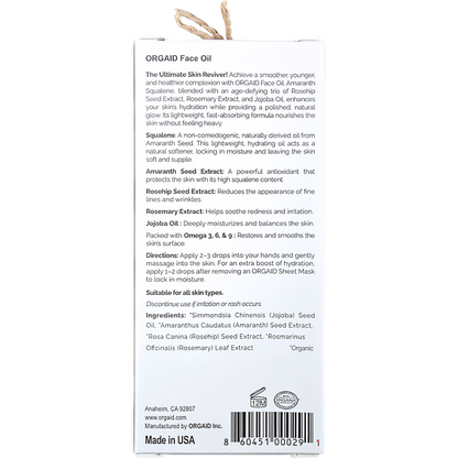 Orgaid Organic Face Oil Amaranth Squalene 30ml