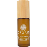 Orgaid Youth Serum 36ml bottle with a dropper and yellow label featuring Hyaluronic Acid and Vitamin C.