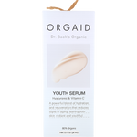Orgaid Youth Serum 36ml box with Hyaluronic Acid and Vitamin C, featuring a clean white and yellow design.