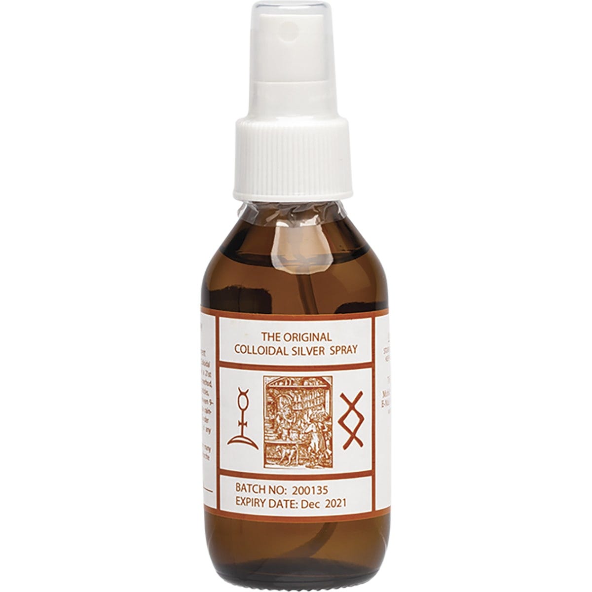 100ml bottle of Original Colloidal Silver Spray with a blue and silver label on a white background.