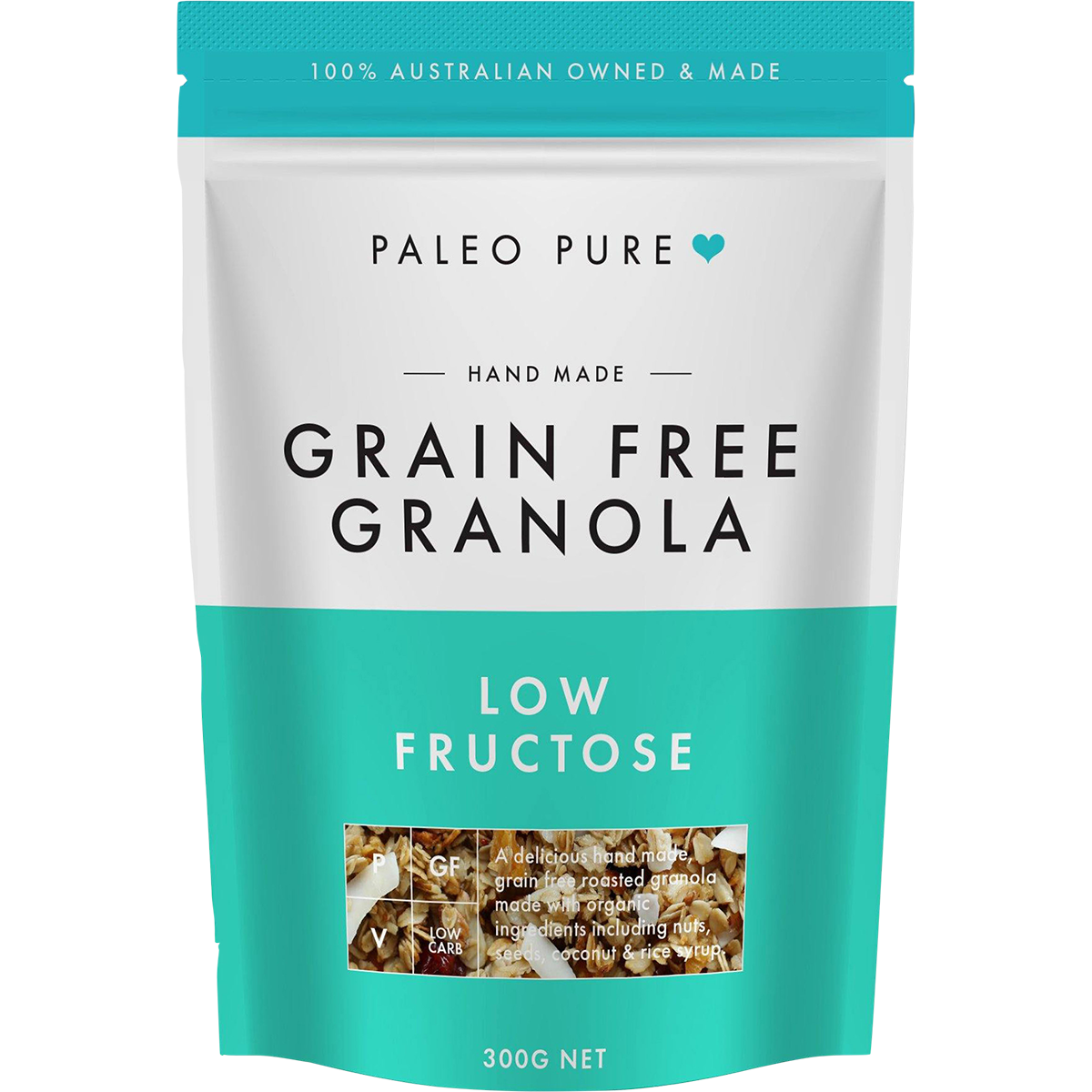 Paleo Pure Organic Grain Free Granola Low Fructose 300g
