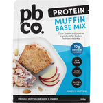 340g bag of PBCo Protein Muffin Mix Plant Protein featuring a base mix with a hint of vanilla and a simple baking process.