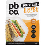 PBCo Protein 6 Seeds Bread Mix 350g bag featuring a seedy loaf slice, keto-friendly and gluten-free.