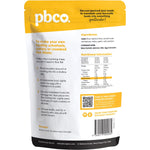 Back of PBCo Low Carb Crumb 300g bag showing nutritional facts, ingredients, and keto-friendly features.