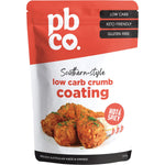 300g bag of PBCo Low Carb Crumb Hot and Spicy, a keto and gluten-free breadcrumb alternative with chili and herbs.