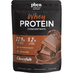 700g bag of PBco Chocolate Whey Protein Concentrate featuring a rich brown label on a white background.