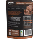 Back of PBco Chocolate Whey Protein 700g bag showing nutritional facts and ingredients on a white background.