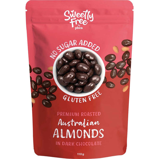 PBco Sweetly Free Almonds Dark Chocolate No Sugar Added 110g