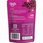 Back of a 100g bag of PBco Sweetly Free Hazelnuts Dark Chocolate showing nutritional information and ingredients.
